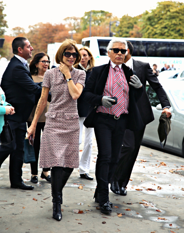 Karl Lagerfeld and Anna Wintour entering Chanel show, Paris, October 2012 –  ModelsJam
